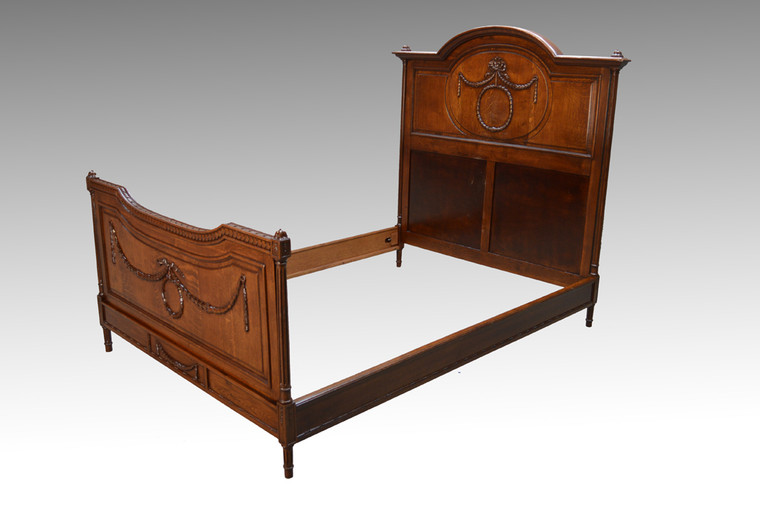 SOLD Antique French Victorian Oak Carved Bed