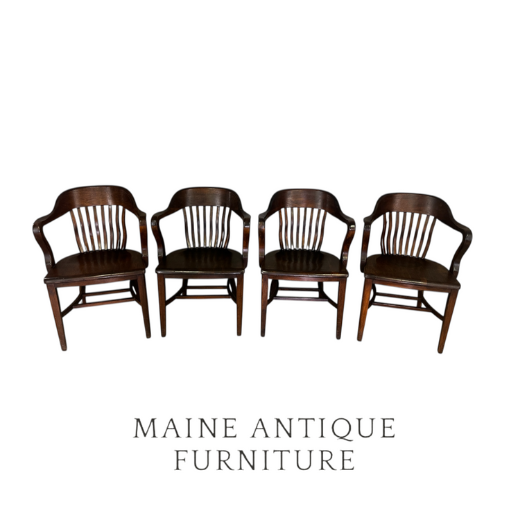 SOLD Set of 4 Mahogany Bankers / Lawyers Office Arm Chairs - Matching