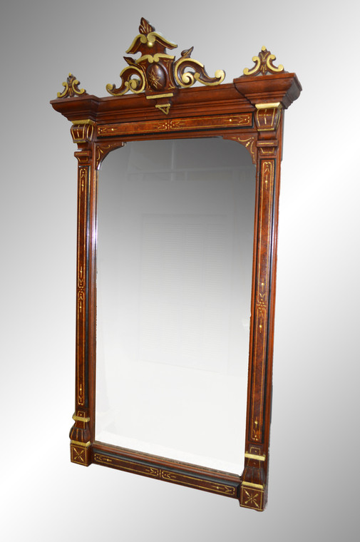 SOLD Antique Victorian Renaissance Gold Gilded Walnut Hall Mirror