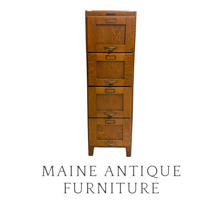 Antique Victorian Oak Four Drawer File Cabinet – Goldsmith Bros, New York #22549