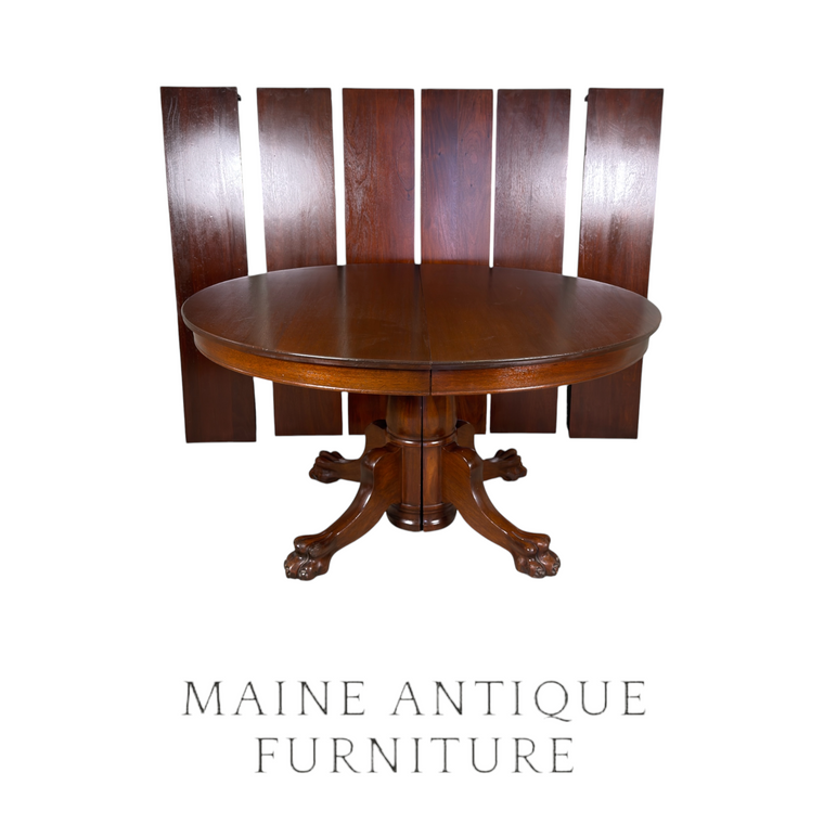 Antique Mahogany Claw Foot Banquet Dining Table – 6 Leaves #22559