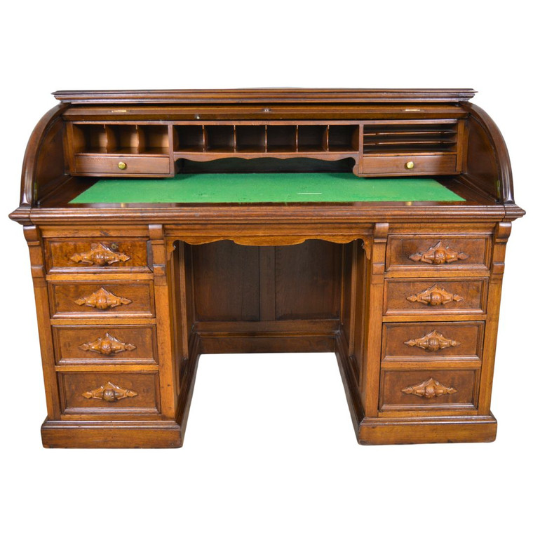 Antique Victorian Walnut Roll Top Desk, Walnut Desk #22578