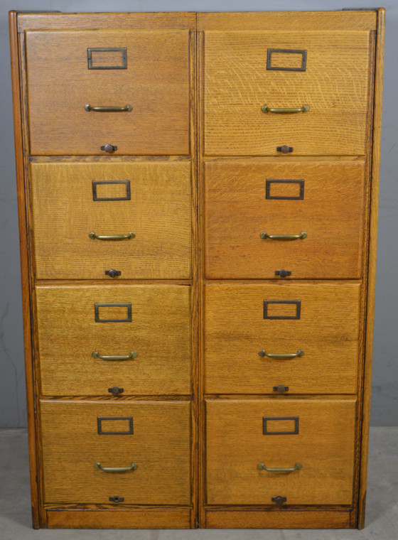 Antique Eight Drawer Oak File Cabinet – Refinished, 1910s, #22584
