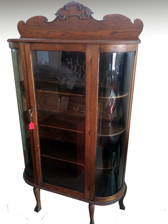 SOLD Antique Oak Curio / China Cabinet
