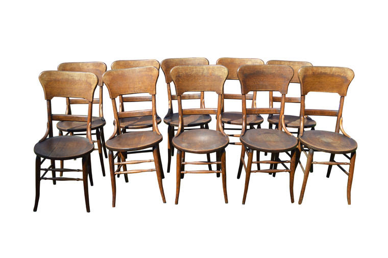 SOLD Set of 10 Solid Oak Dining Chairs - Hard to Find