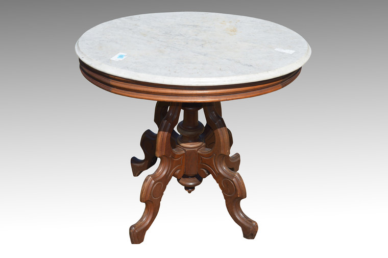 SOLD Antique Victorian Oval Marble Top Table