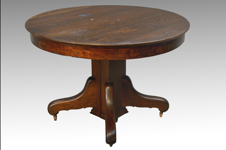 SOLD Antique Round Oak Dining Table with Split Base