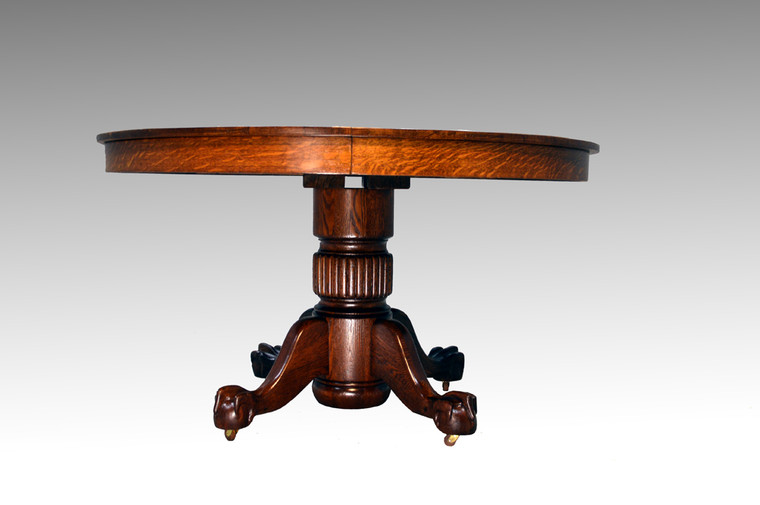 SOLD Antique Victorian Oak Ball and Claw 54” Dining table w/ 2 Leaves