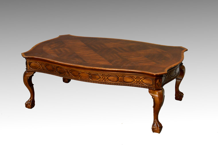 SOLD Mahogany Chippendale Ball and Claw Inlaid Coffee Table