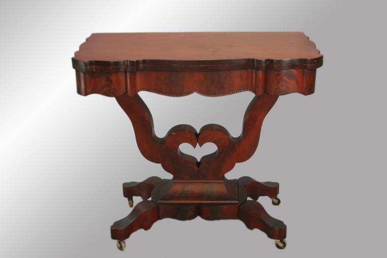 SOLD Antique Period Empire Game Table with Heart Design