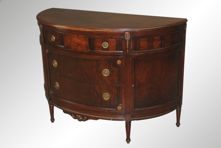 SOLD Burl Walnut Demi Lune French Chest