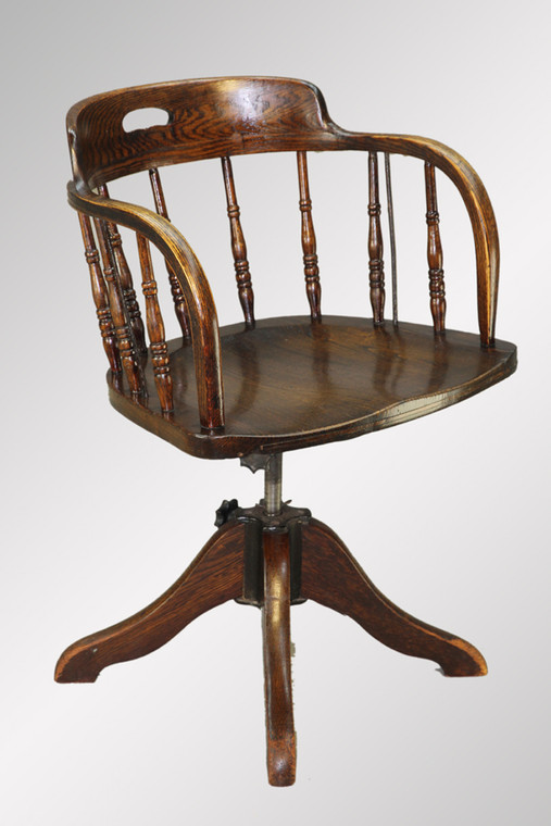 SOLD Antique Oak Country Swivel Office Chair
