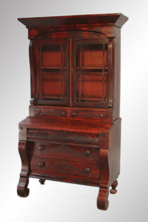 SOLD Antique Period Empire Flame Mahogany Secretary Desk