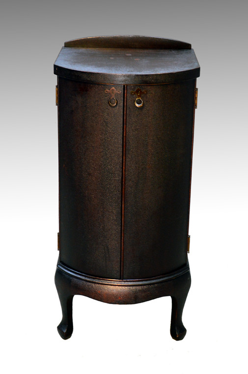 SOLD Very Unusual & Rare Antique Mahogany Record/ Metal Disc Cabinet w/Cylinder Front Doors