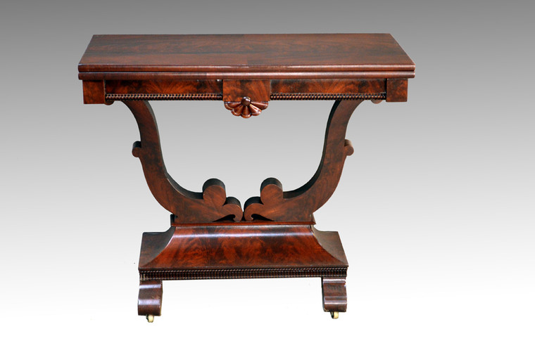 SOLD Antique Period Flame Mahogany Civil War Era Empire Game Table