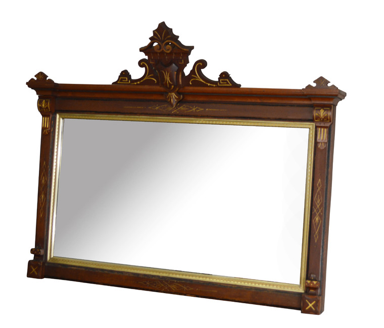 SOLD Antique Victorian Eastlake Incise Carved Over the Mantle Mirror