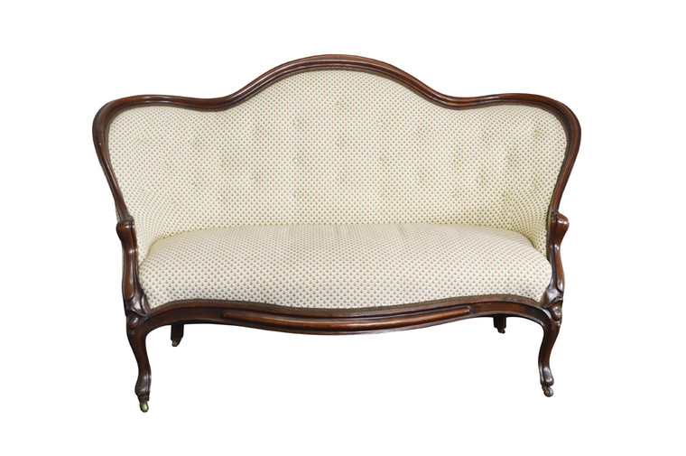 SOLD Antique Victorian Finger Carved Walnut Sofa