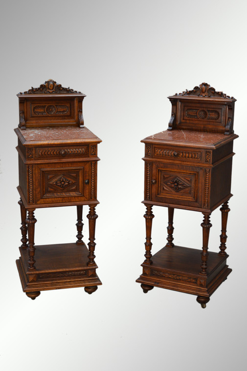 SOLD Antique Pair of Victorian Marble Top Night Stands