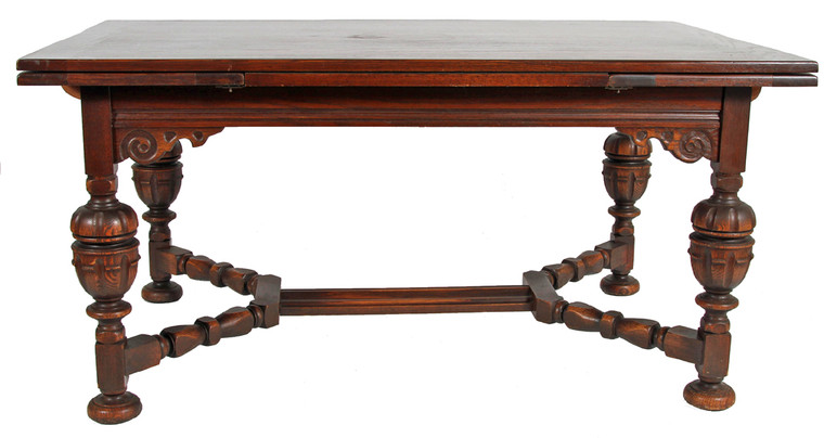 SOLD Oak Jacobean Draw Leaf Dining or Computer Table **REDUCED PRICE**