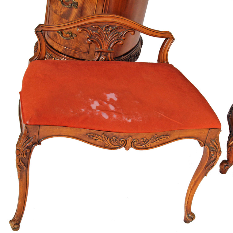 SOLD French Victorian Carved Cabriole Leg Vanity Bench