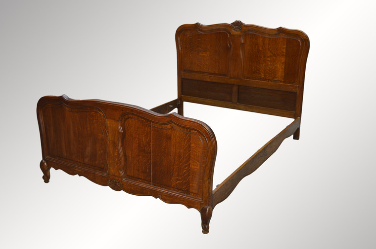 SOLD Carved Oak Raised Panel French Bed