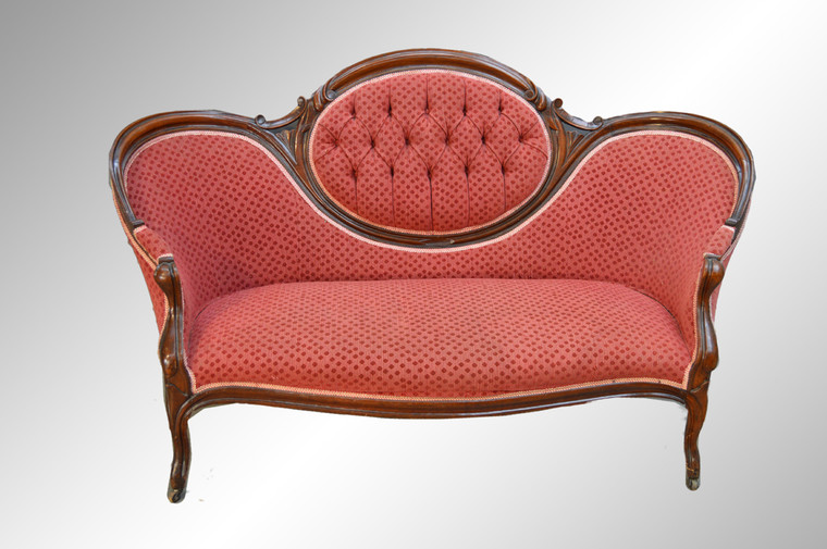 SOLD Antique Victorian Cameo Back Carved Civil War Era Sofa