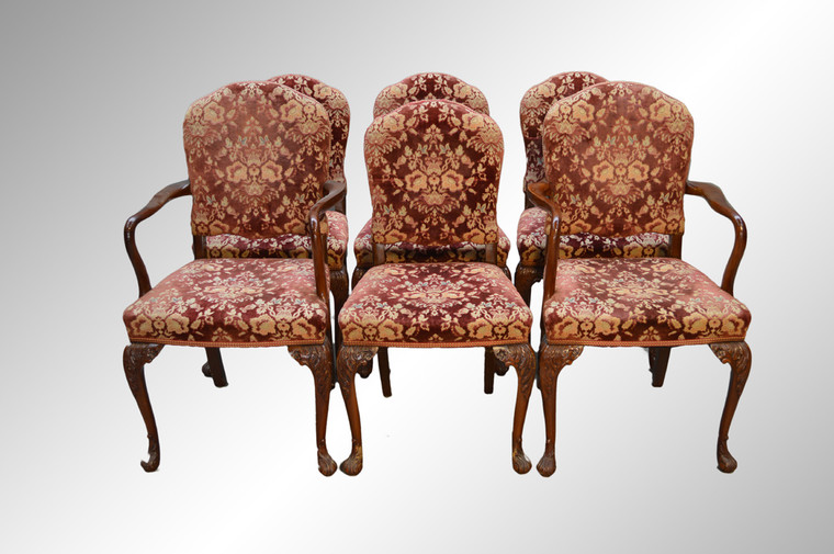 SOLD Set of 6 French Dining Chairs – Twin Arms