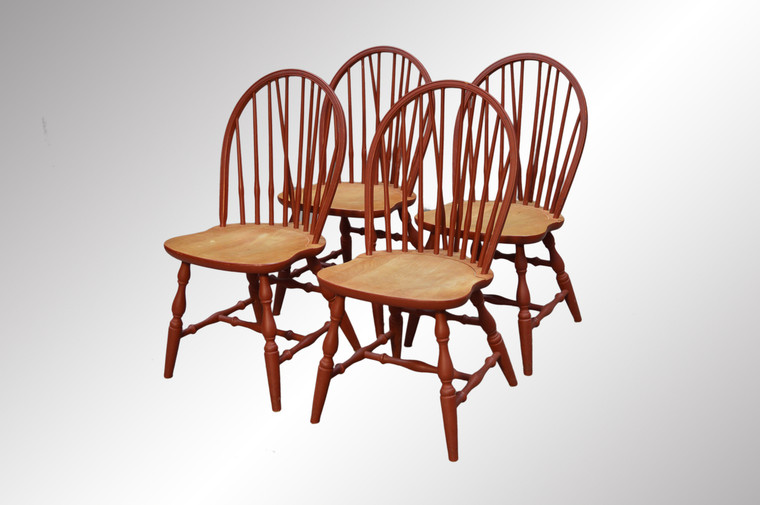 SOLD Set 4 Red Windsor Brace Back Chairs