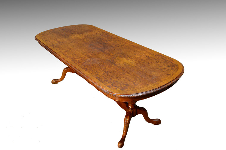 SOLD Burl Walnut Carved Hallway Table – Dining Table