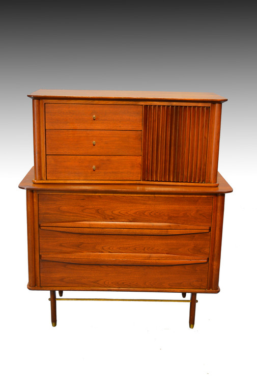 SOLD Walnut and Teak Tall Chest – Modernism