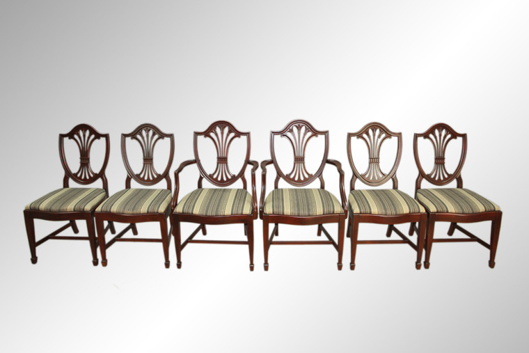 SOLD Antique Set of Six Shield Back Dining Chairs by Drexel