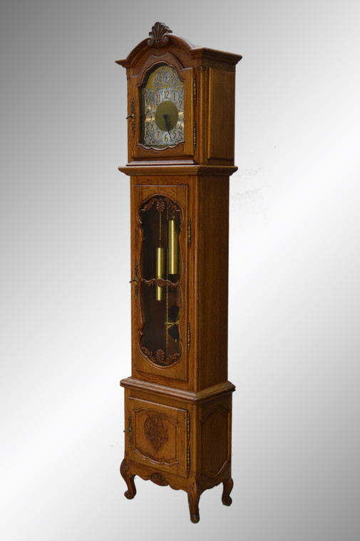 SOLD Oak Carved Grandfather Clock – French