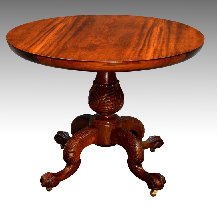 SOLD Antique Victorian Ball and Claw Mahogany Parlor Table 39” Round