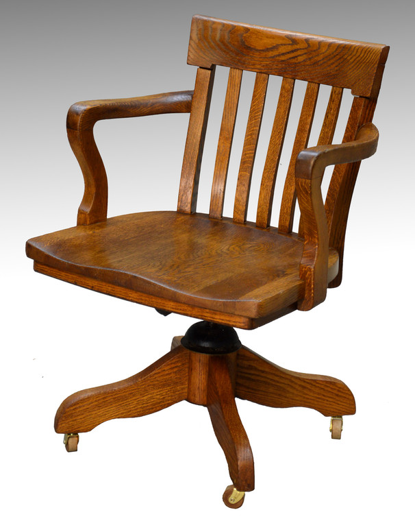 SOLD Antique Oak Turn of the Century Swivel Office Chair