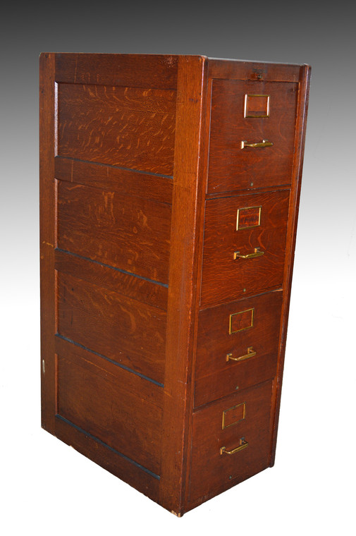 SOLD Oak Four Drawer Standard Size File Cabinet