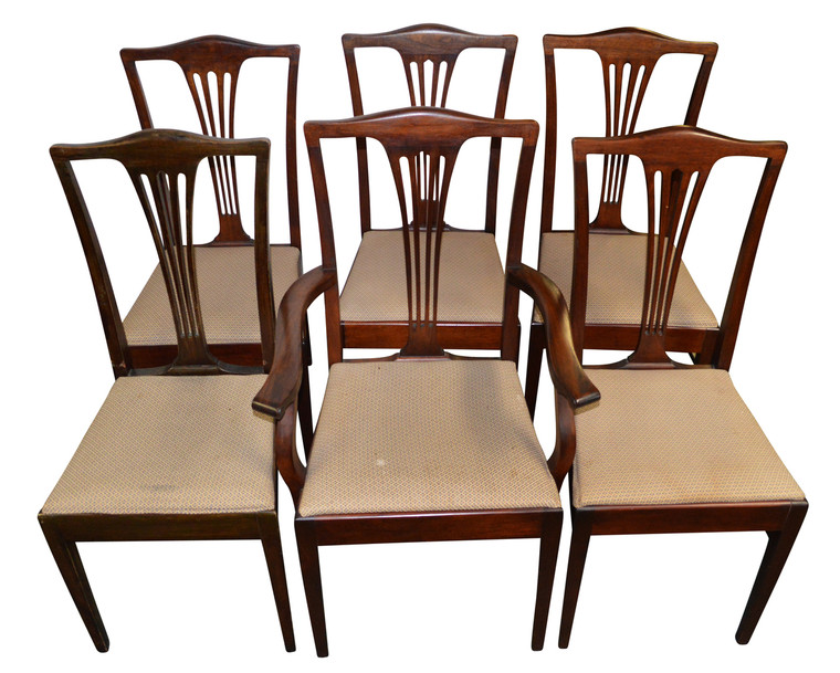 SOLD Set of 6 Mahogany Chippendale Dining Room Kitchen Chairs