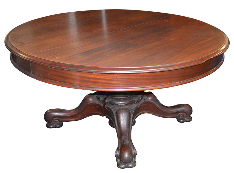 SOLD Antique 60" Banquet Art Nouveau Dining Room Table - Opens 12 FEET!