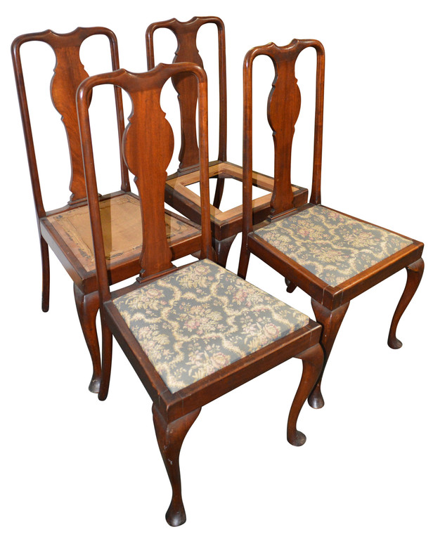 SOLD Set of 4 Mahogany Chippendale Queen Anne Chairs
