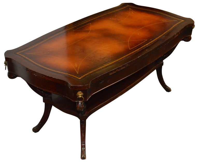 SOLD Mahogany Leather Top Coffee Table
