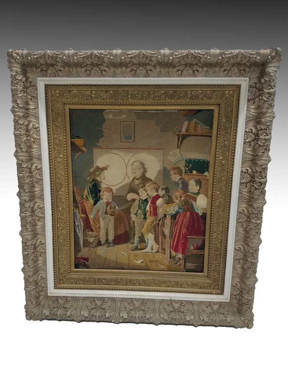 SOLD Victorian Framed Needlepoint Picture