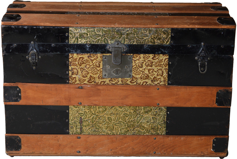 SOLD Victorian Dome Top Metal Embossed Trunk