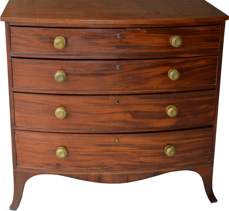 SOLD Hepplewhite Period Bow Front Country Chest