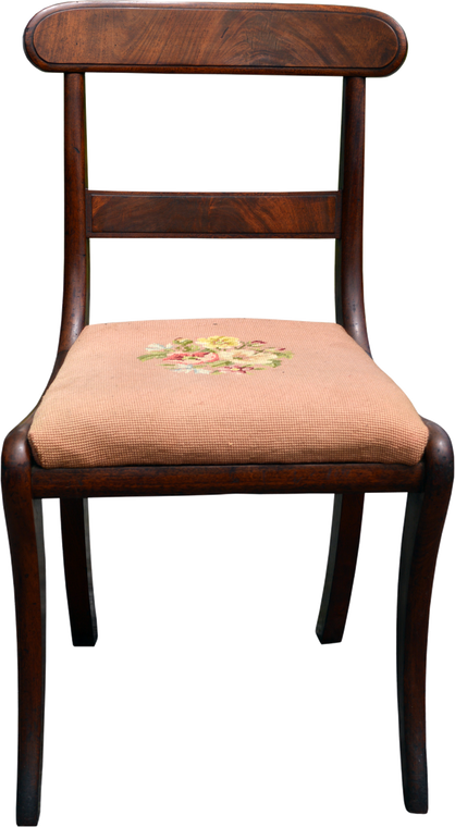 SOLD Empire Flame Mahogany Needlepoint Ladies Desk Chair