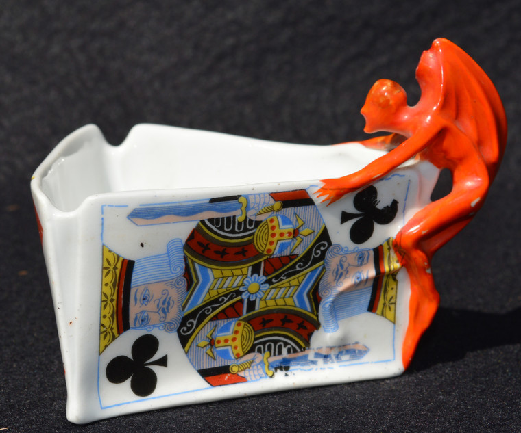 SOLD Royal Bayreuth Devil and Card Toothpick Holder