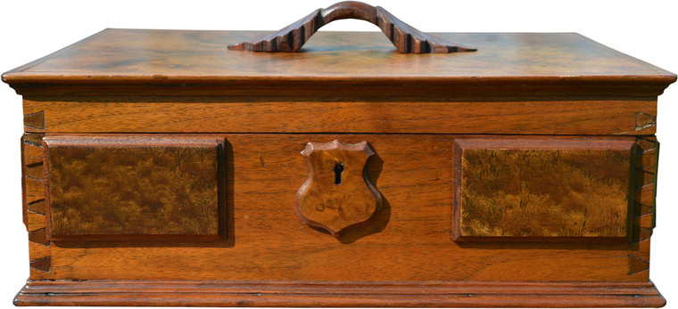 SOLD Walnut Custom Victorian Carved Jewelry Box