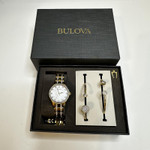 Bulova Box Set with Bangle Bracelets And Crystal Ladies Watch 98X119