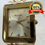 Bulova Quadra Men's Quartz Diamond Accent Gold-Tone 31mm Watch 97D120