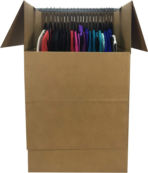 Wardrobe Clothing Moving Boxes with Bar - 24" x 24" x 40" (6-Pack)