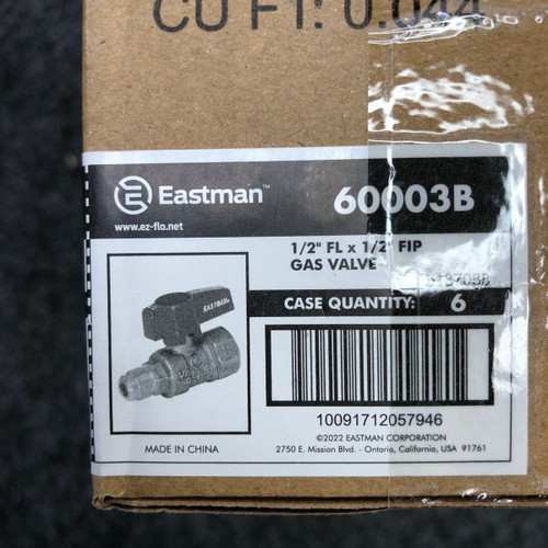 EASTMAN 60003B 1/2" FIP x 1/2" FL Gas Ball Valve (Lot of 6)