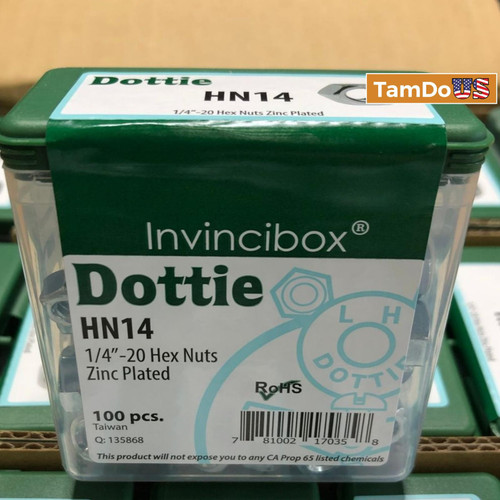 (3 Boxes) Dottie HN14 1/4"-20 Hex Nuts. Zinc Plated (3 Boxes) Dottie HN14 1/4"-20 Hex Nuts. Zinc Plated